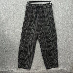 Athleta Pull On Elastic Waist Pants Women's Sz 6 High Waist Black White Striped